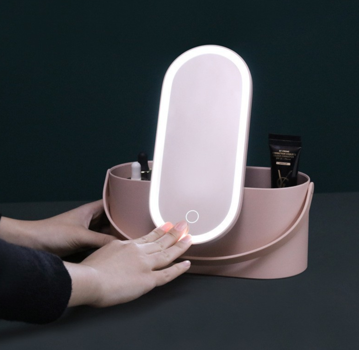 Portable LED Makeup Mirror Storage Box